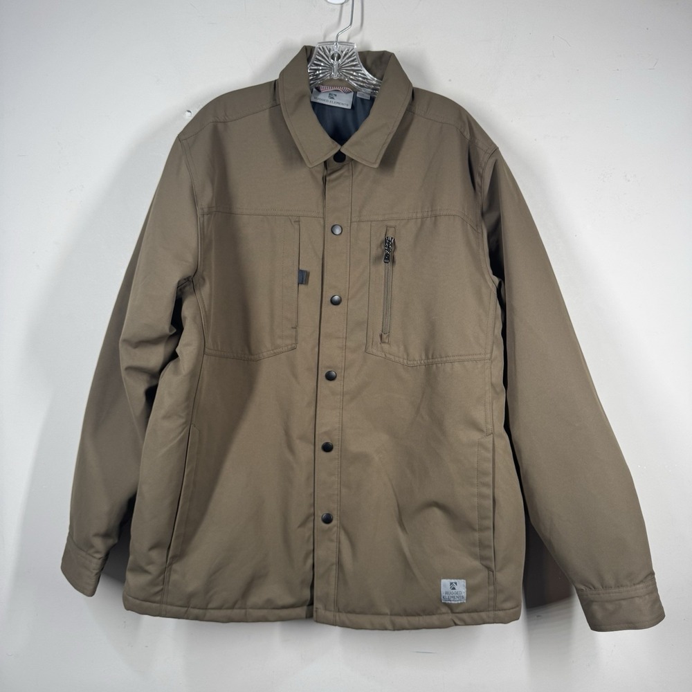 Rugged Elements Brown Button Up Insulated Overcoat Jacket Shacket Men's Sz L